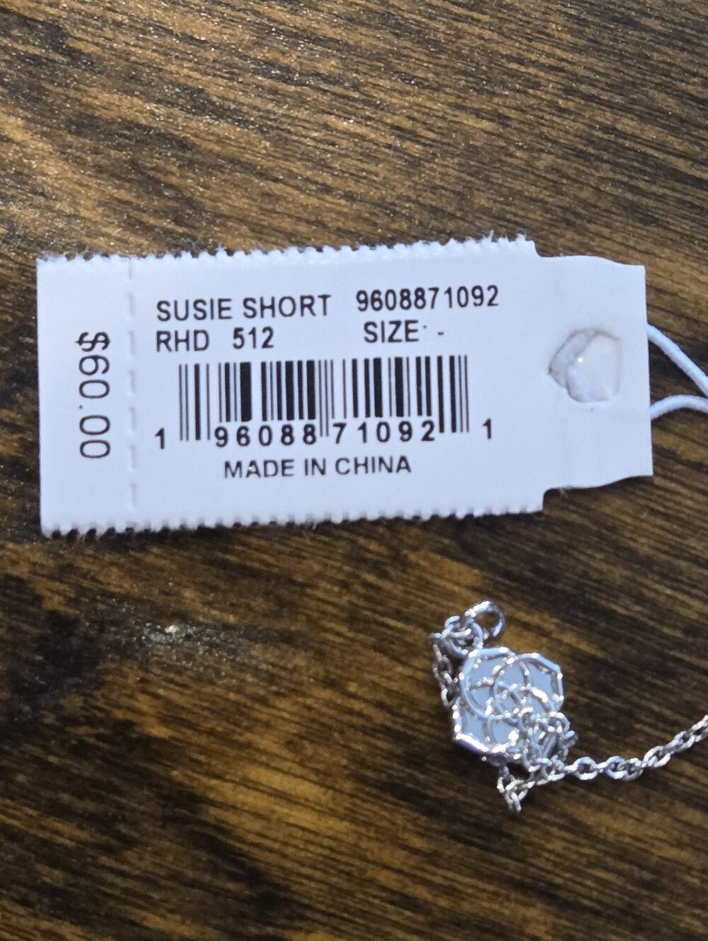 NWT Kendra Scott Susie Short Pendant Necklace Rhodium Dichroic Glass - Picture 6 of 10